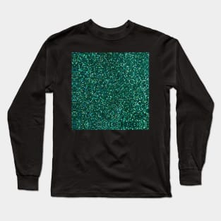 Sparkly Jade Green Peacock Glitter Long Sleeve T-Shirt